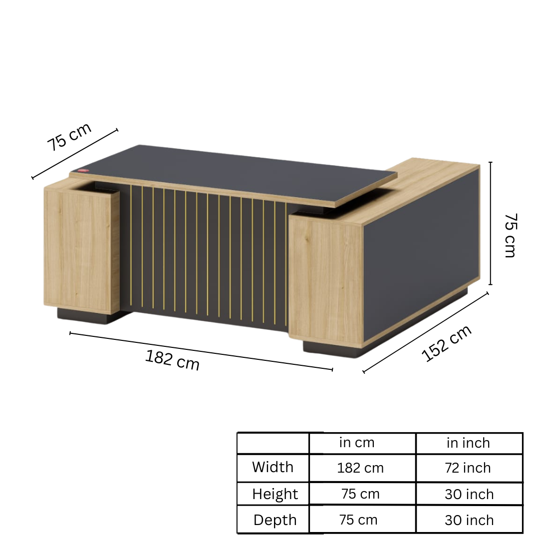 Image of L-Shaped Office Table with a Left-Side Runner Drawer RA412 - View